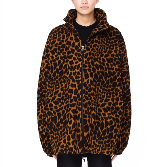 Balenciaga Leopard Fleece Zip Jacket 
